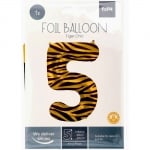 Фолиев балон цифра 5, петица, тигрова шарка, 100 см