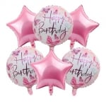 Комплект фолиеви балони Happy Birthday пеперуди, 6 броя