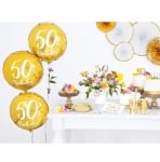 Бели салфетки за 50-и рожден ден, 50 години, злато металик, 20 броя