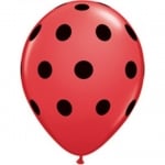 Латексов балон червен на черни точки - 30см