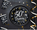 Парти чаши, черни, 50-и рожден ден, 50 години, 6 броя