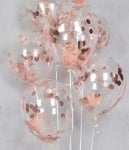 Прозрачен Балон с конфети Розово злато