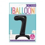 Черен стоящ фолиев балон цифра 7, 76 см