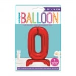 Червен стоящ фолиев балон цифра 0, 76 см