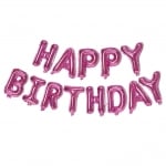 Розов надпис Happy Birthday от фолиеви балони