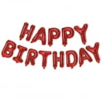 Червен надпис Happy Birthday от фолиеви балони букви