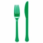 24 пластмасови зелени прибори 12 вилички, 12 ножа