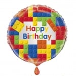 Фолиев балон за рожден ден конструктор, лего, блокчета, кръг 45 см