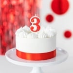 Червена свещичка за торта, цифра 3, 8 см