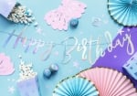 Банер за рожден ден ръкописни букви Happy Birthday иридесцентен