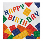Парти конструктор лего Lego салфетки Happy Birthday, 16 броя