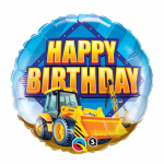 Балон за рожден ден багер, строителни машини, кръг 46 см