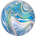 Фолиев мраморен балон сфера - синьо, бяло и златно