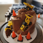 Парти строителни машини свещички за торта конуси, 6 броя