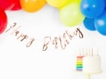 Банер за рожден ден ръкописни букви Happy Birthday, розово злато