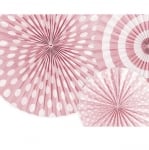 Бледорозови хартиени розетки, ветрила, розов макарон, 3 броя