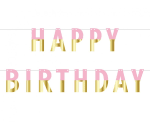 Малък розово-златен банер HAPPY BIRTHDAY 