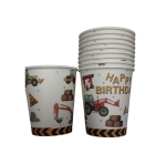 Парти чаши Happy Birthday строителни машини, 10 броя