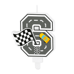 Свещ за торта Рали цифра 6 Състезателни коли Racing