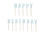 Свещи букви Happy Birthday светлосин мат