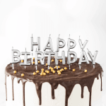 Свещички за торта букви happy birthday сребърни