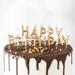 Свещички за торта букви happy birthday златни