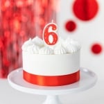 Червена свещичка зa торта цифра 6, 8 см