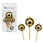 Свещи футбол, златни топки, 3 броя