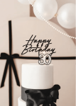 Топер Happy Birthday черен, 18 х 16.5 см