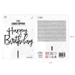 Топер за торта, черен надпис Happy Birthday, 13 х 13.5 см