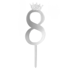 Топер цифра 8, сребро огледален, 11 см