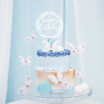 Топер сребърен надпис Happy birthday в кръг, 11 х 17 см