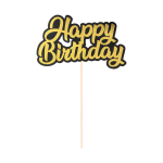 Топер Happy birthday черно-златен, 13 х 19.5 см