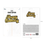 Топер Happy birthday черно-златен, 13 х 19.5 см