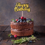 Топер Happy birthday черно-златен, 13 х 19.5 см