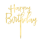 Топер златен надпис Happy Birthday, 13 х 13.5 см