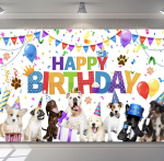 Винил, фон за декорация Рожден ден Кучета, 125 х 80 см 