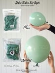 Малки балони синьо-зелен пастел Retro Winter green Kalisan, 13 см, пакет 100 броя