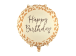Фолиев балон "Happy Birthday" с леопардов принт, кръг 45 см