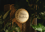 Фолиев балон "Happy Birthday" с леопардов принт, кръг 45 см