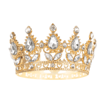 Златна корона със сребърни кристали, декорация за торта, 10 см