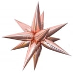 Мулти Балон Звезда Розово злато 4D, 12 лъча х 35 см