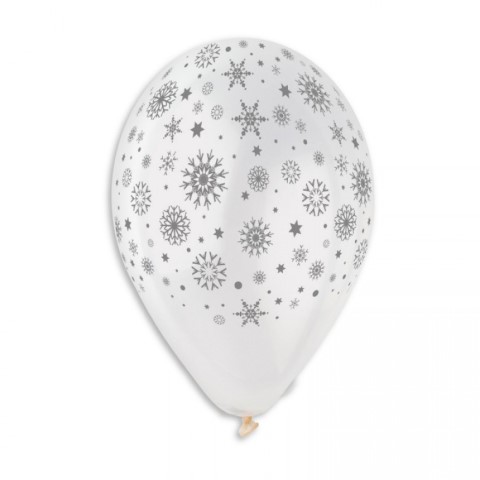 Прозрачен балон с печат сребристи снежинки
