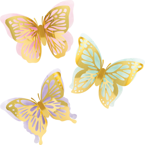 Декорация за стена пеперуди Butterfly Shimmer, 3 броя
