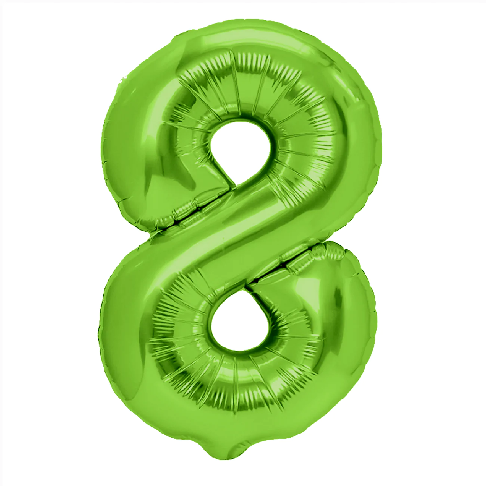 Зелен фолиев балон цифра 8, осмица, 100 см