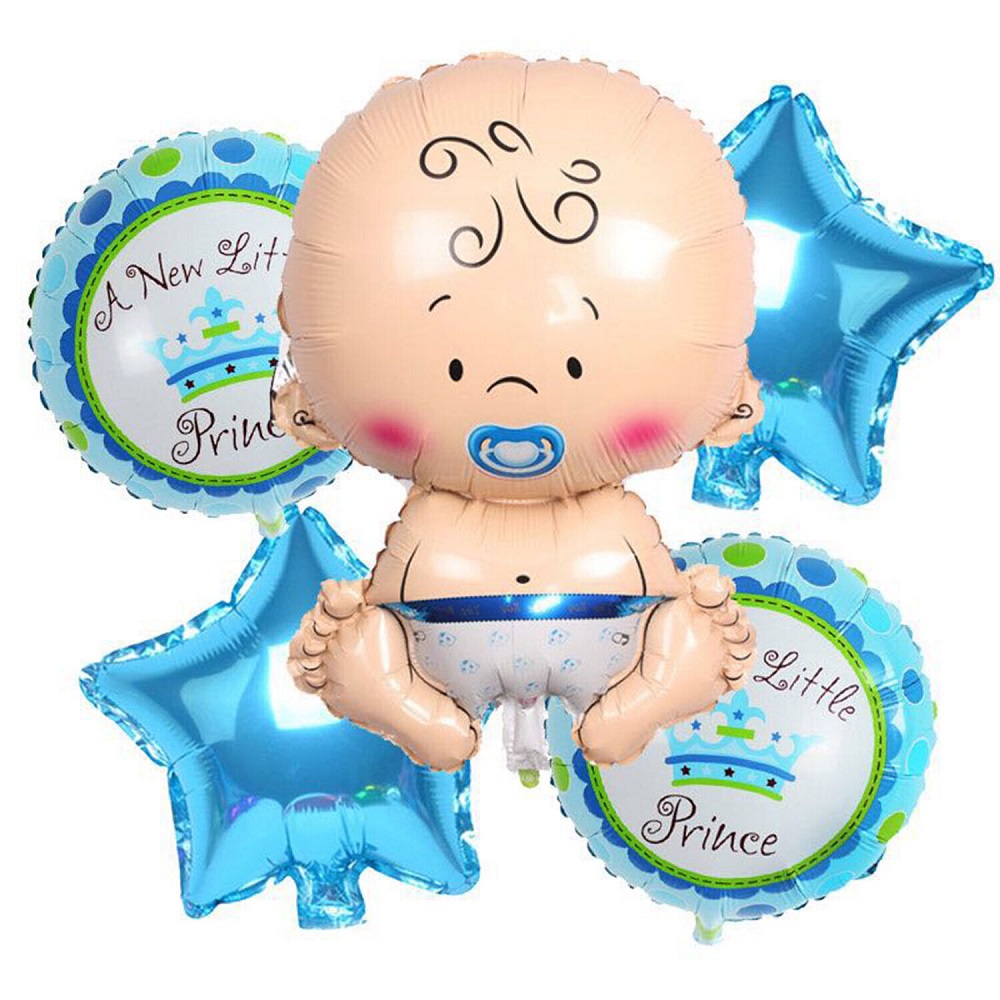 Комплект фолиеви балони бебе момче, бебешко парти, Little prince, 5 броя