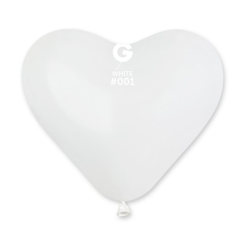 Балон латекс бяло сърце 25 см