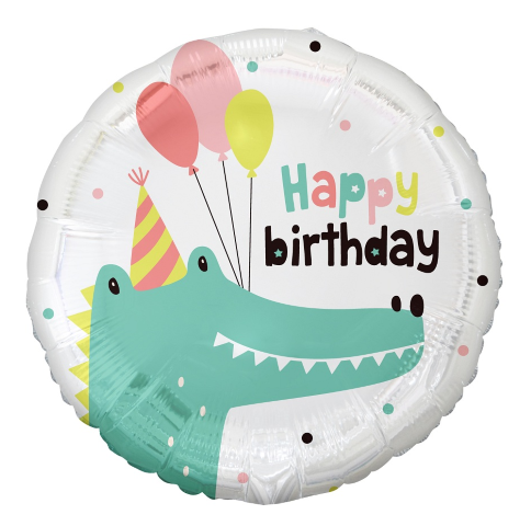 Балон за рожден ден с крокодил, кръг 43 см