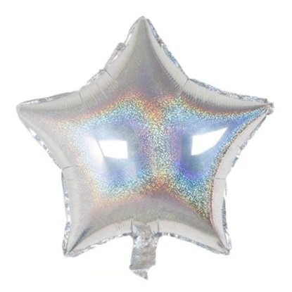 Фолиев балон звезда сребро холографен, 43 см
