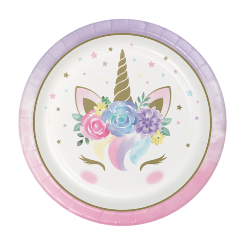 Спящ еднорог големи чинийки Unicorn baby, 8 броя